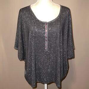 MK2K Woman’s Gray Top w/Black Metal Beads on front.